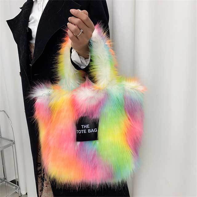 Large Capacity Fluffy Faux Fur Crossbody Handbag