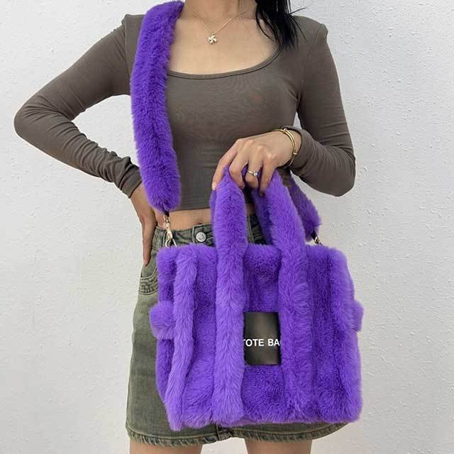 Candy Color Plush Crossbody Bag