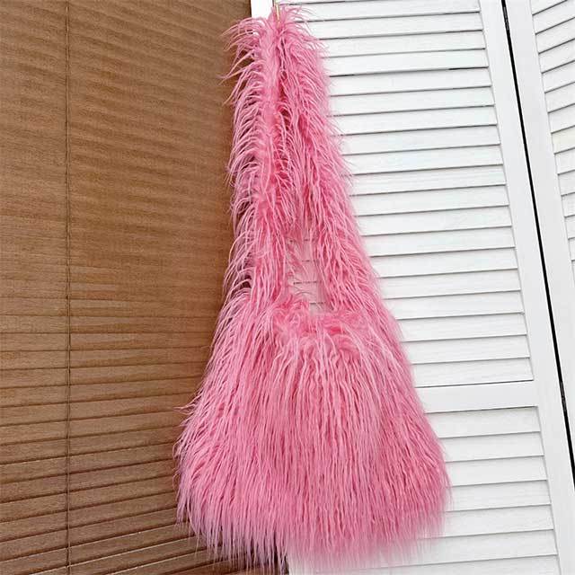 Candy Color Fuzzy Shoulder Bag