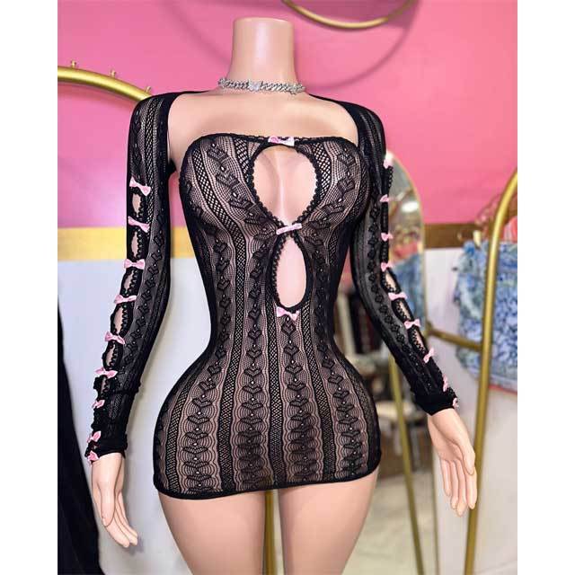 Bow Hollow Out Lingerie Dress