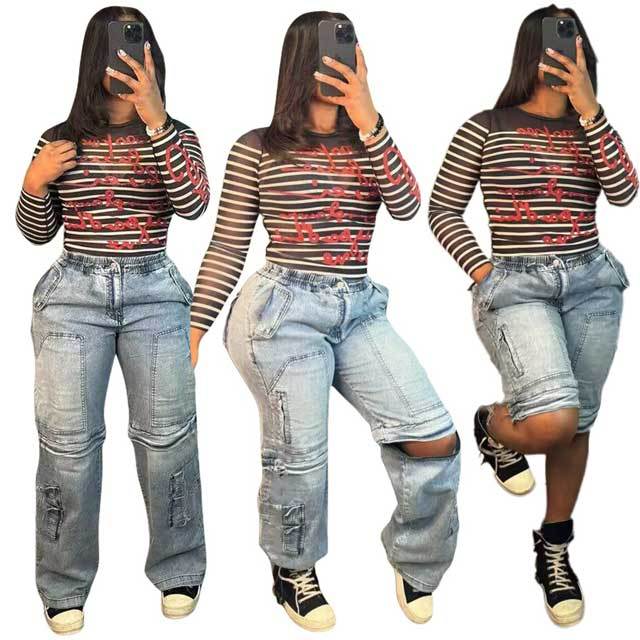 Chic Removable Cargo Jeans