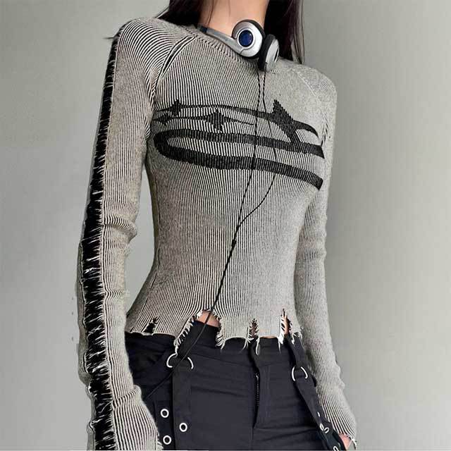Knit Broken Top Leather Short Set