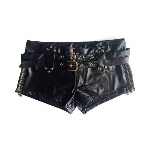 Knit Broken Top Leather Short Set