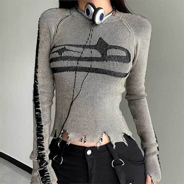 Knit Broken Top Leather Short Set