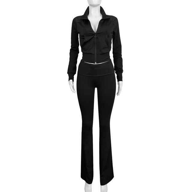 Basic Zipper Top Fall Jogging Suit
