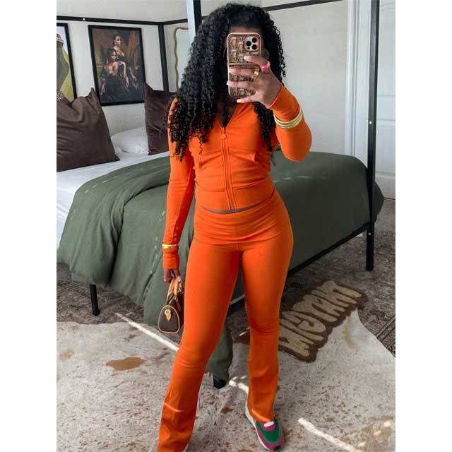 Basic Zipper Top Fall Jogging Suit