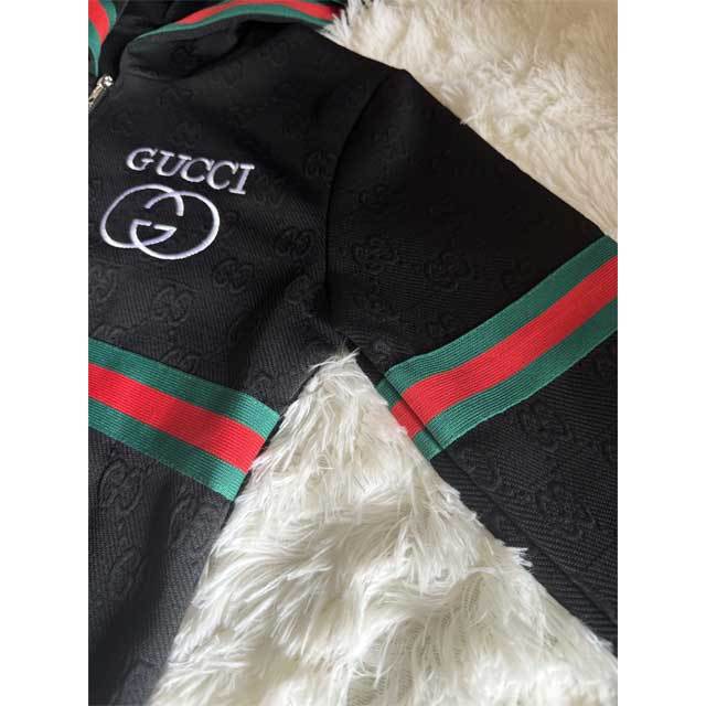 Embroidery Embossing Striped Hooded Tracksuit Set