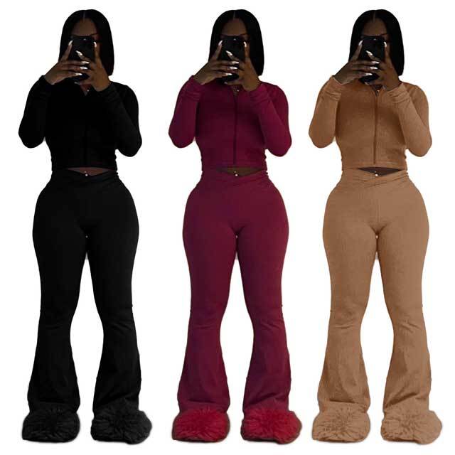 Basic Zipper Top Casual Jogging Suit