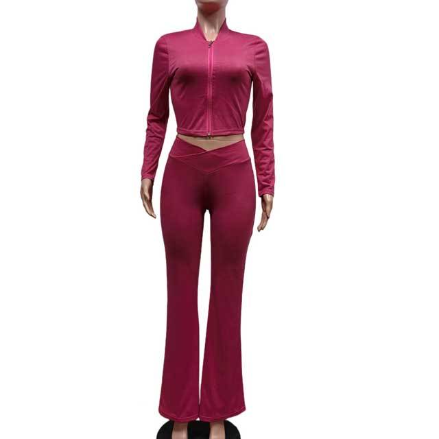 Basic Zipper Top Casual Jogging Suit