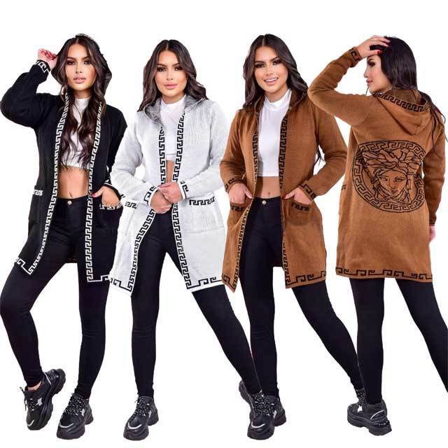 Knit Fashion Hooded Cardigan Coat