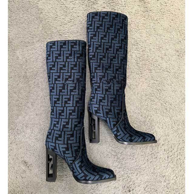 Knee Length Chunky Heeled Biker Boots