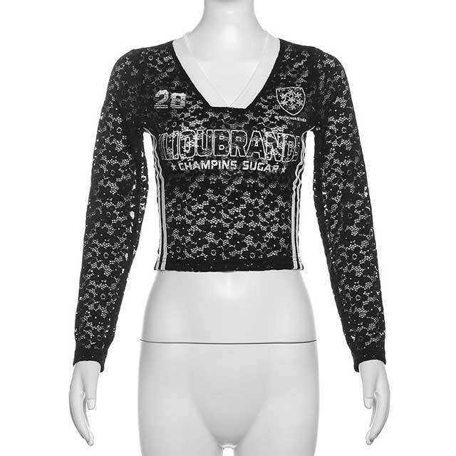 Floral Lace Long Sleeve Tops