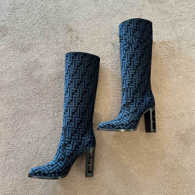 Knee Length Chunky Heeled Biker Boots