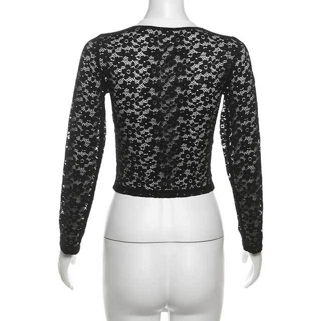 Floral Lace Long Sleeve Tops