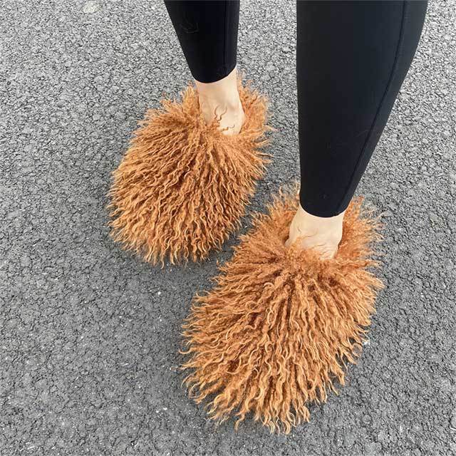 Faux Fur Wool Slippers