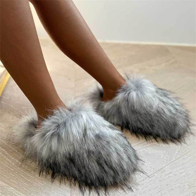 Faux Fur Flat Slippers