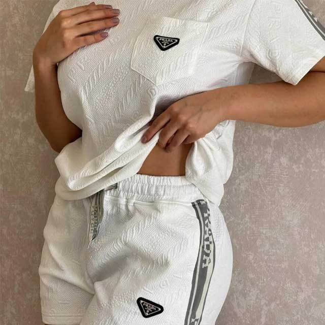 Fashion Logo Embossing Casual Short Set