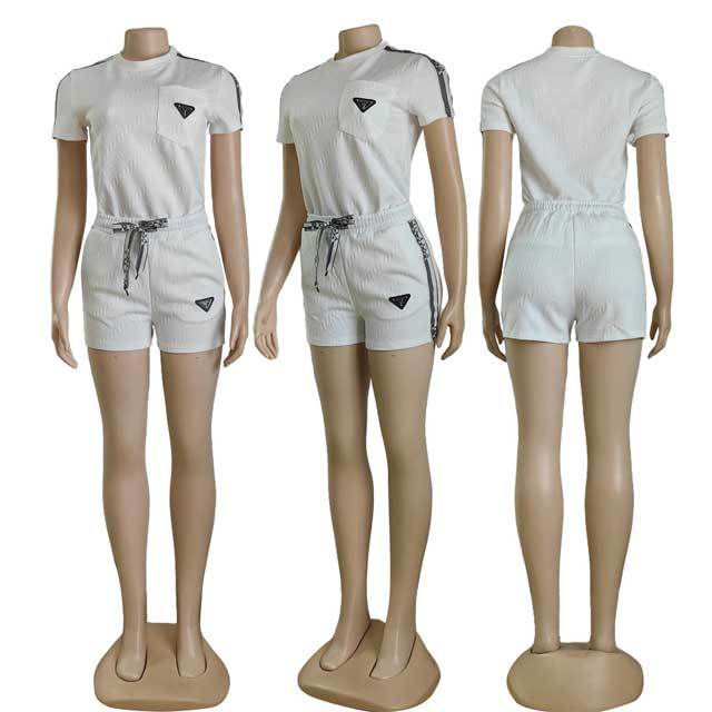 Fashion Logo Embossing Casual Short Set