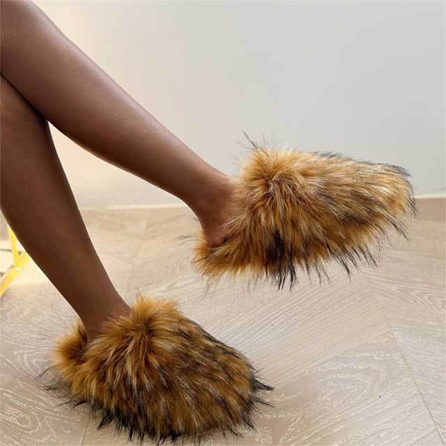 Faux Fur Flat Slippers