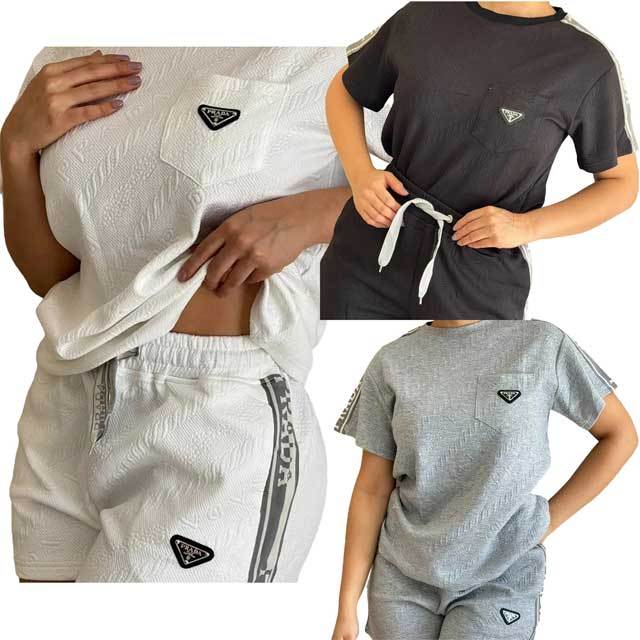 Fashion Logo Embossing Casual Short Set