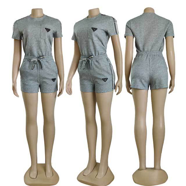 Fashion Logo Embossing Casual Short Set