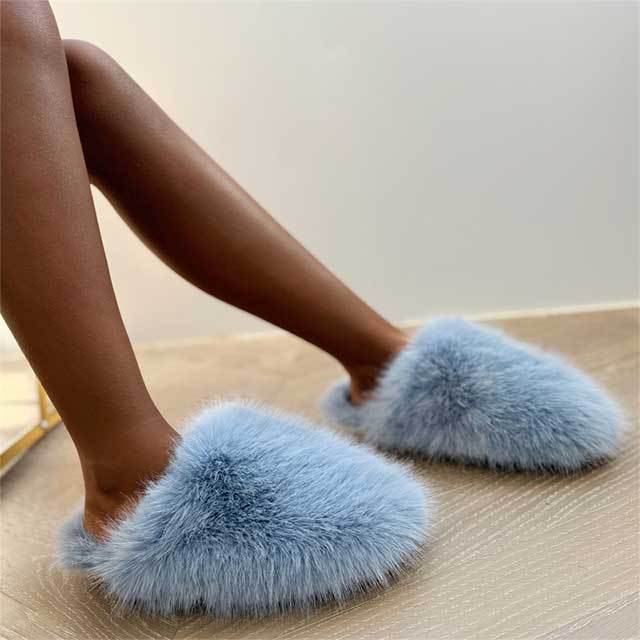 Faux Fur Flat Slippers