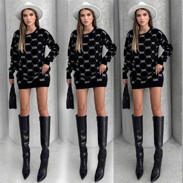 Knit Long Sleeve Sweater Dress