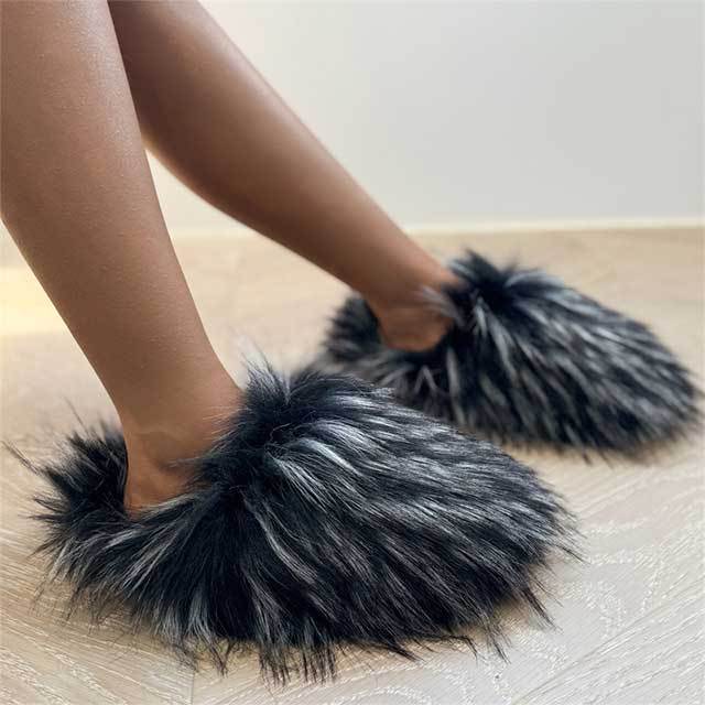 Faux Fur Flat Slippers