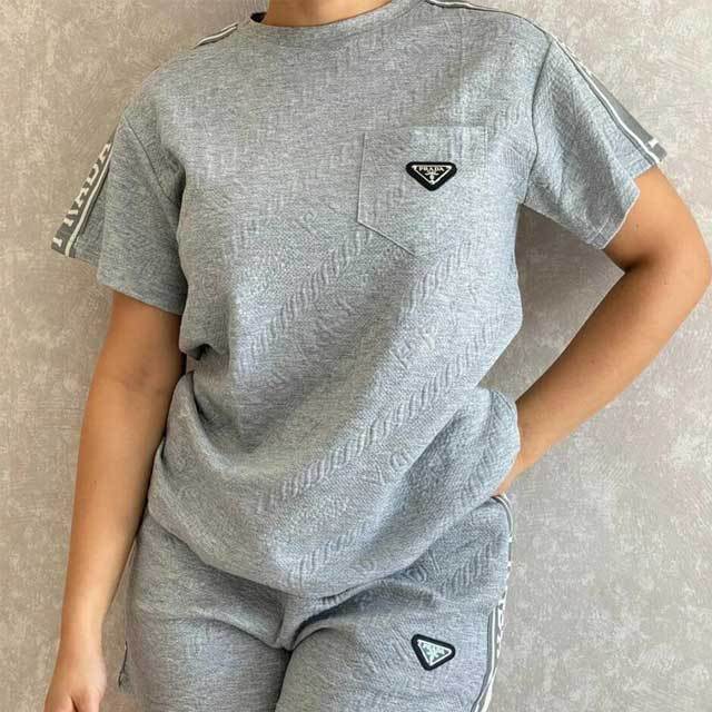 Fashion Logo Embossing Casual Short Set