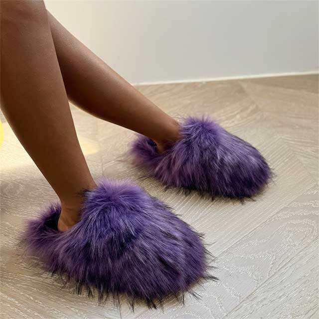 Faux Fur Flat Slippers