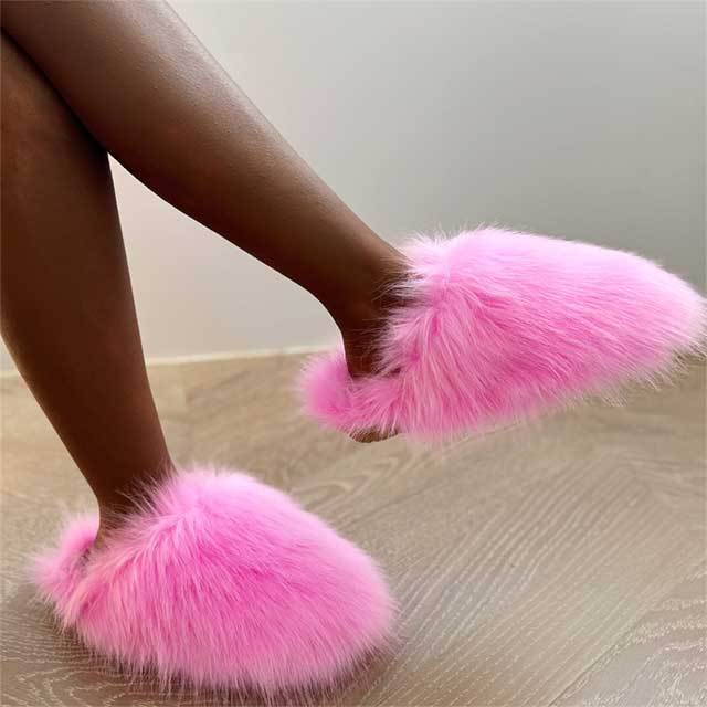 Faux Fur Flat Slippers