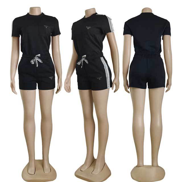 Fashion Logo Embossing Casual Short Set