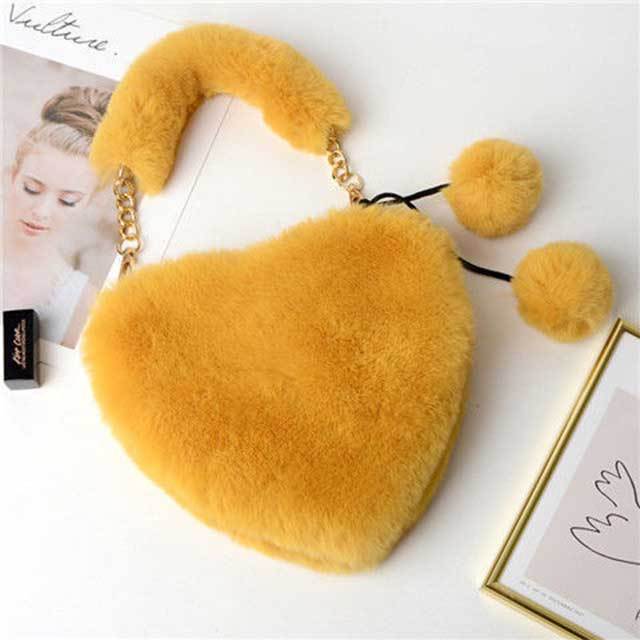 Furry Plush Heart Shaped Handbag
