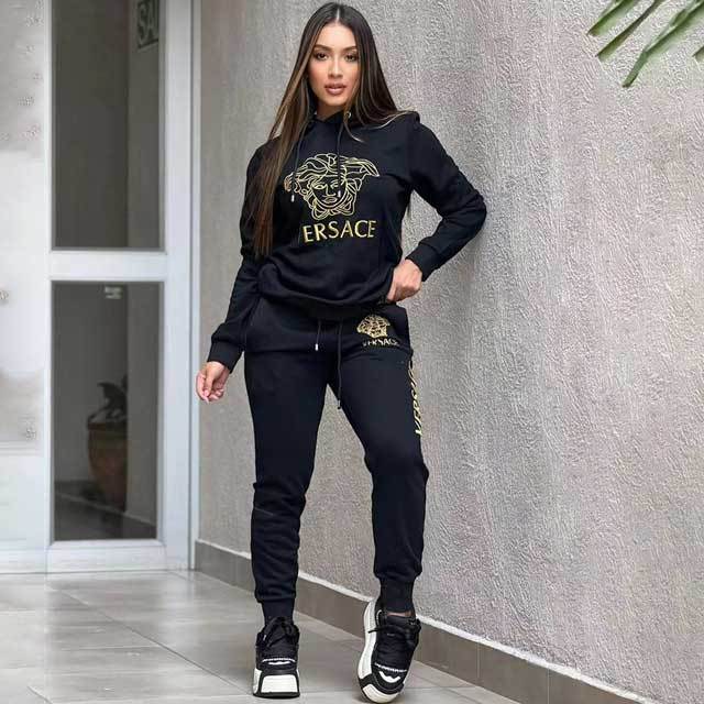 Embroidery Hoodie Top Fall Tracksuit Set