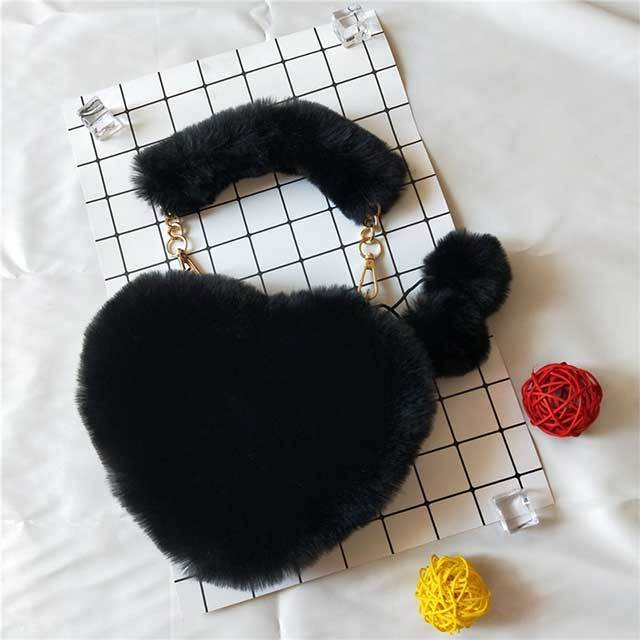 Furry Plush Heart Shaped Handbag