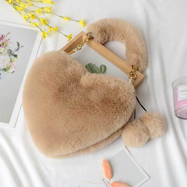 Furry Plush Heart Shaped Handbag