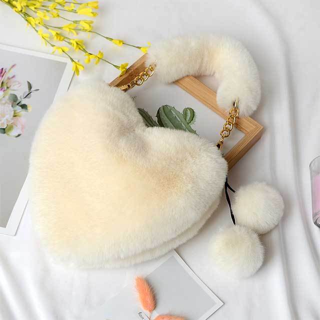 Furry Plush Heart Shaped Handbag