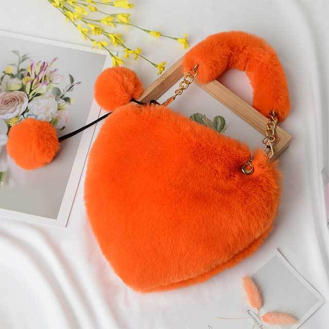 Furry Plush Heart Shaped Handbag