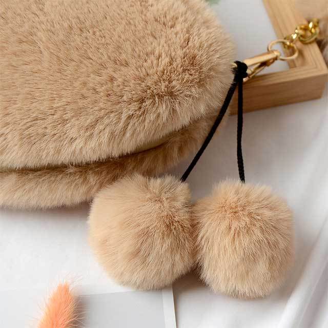 Furry Plush Heart Shaped Handbag