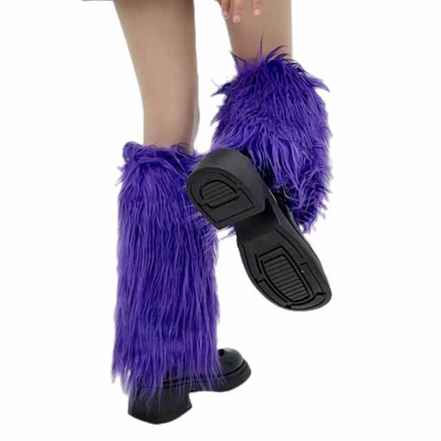 Candy Color Faux Fuzzy Leg Socks