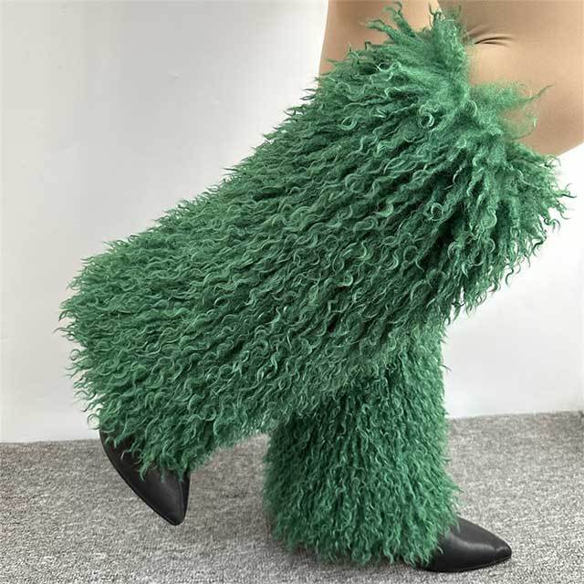 Faux Wool Fuzzy Leg Socks