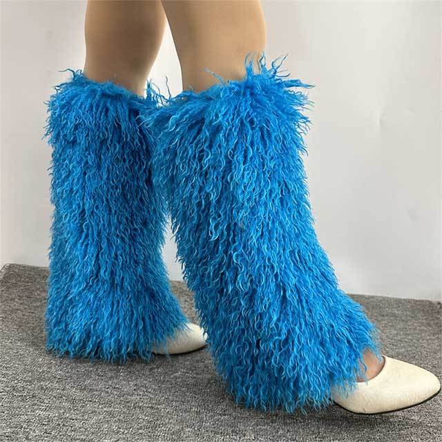 Faux Wool Fuzzy Leg Socks