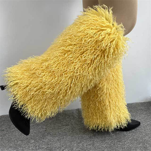 Faux Wool Fuzzy Leg Socks