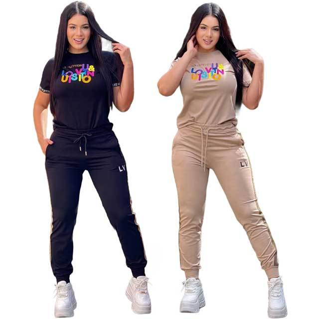Printed Short Sleeve Casual Jogging Suit