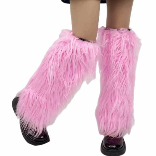 Candy Color Faux Fuzzy Leg Socks