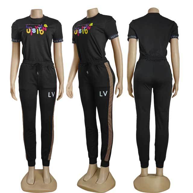 Printed Short Sleeve Casual Jogging Suit