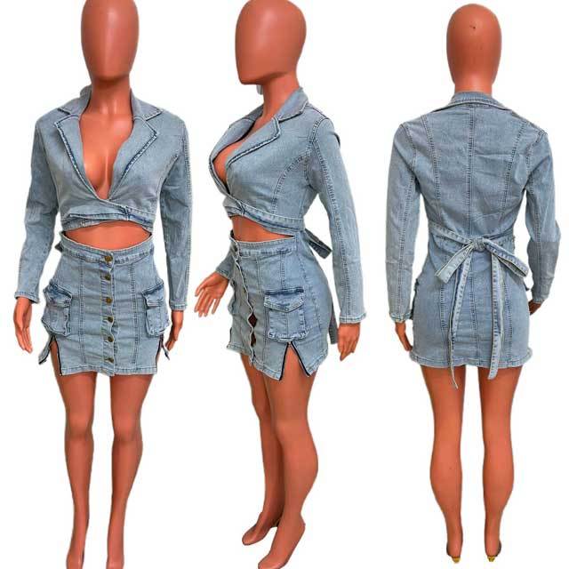 Denim Slit Cargo Dress