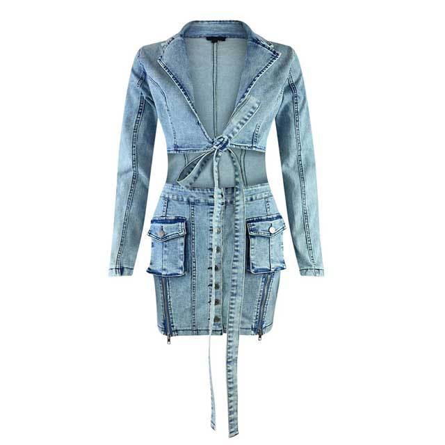 Denim Slit Cargo Dress
