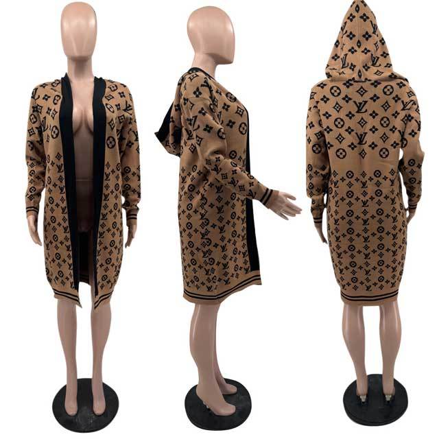 Knit Fashion Hooded Cardigan Coat