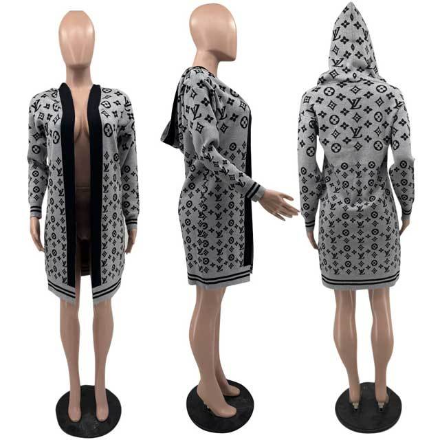 Knit Fashion Hooded Cardigan Coat